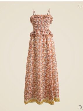 Jcrew Smocked Floral Maxi Dress in Sunset Rose color, size M, NWT